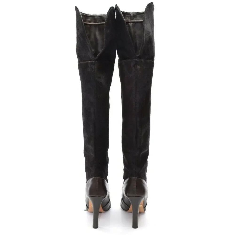 Tania Spinelli Calf Pony Hair Over Knee Boots 39.5